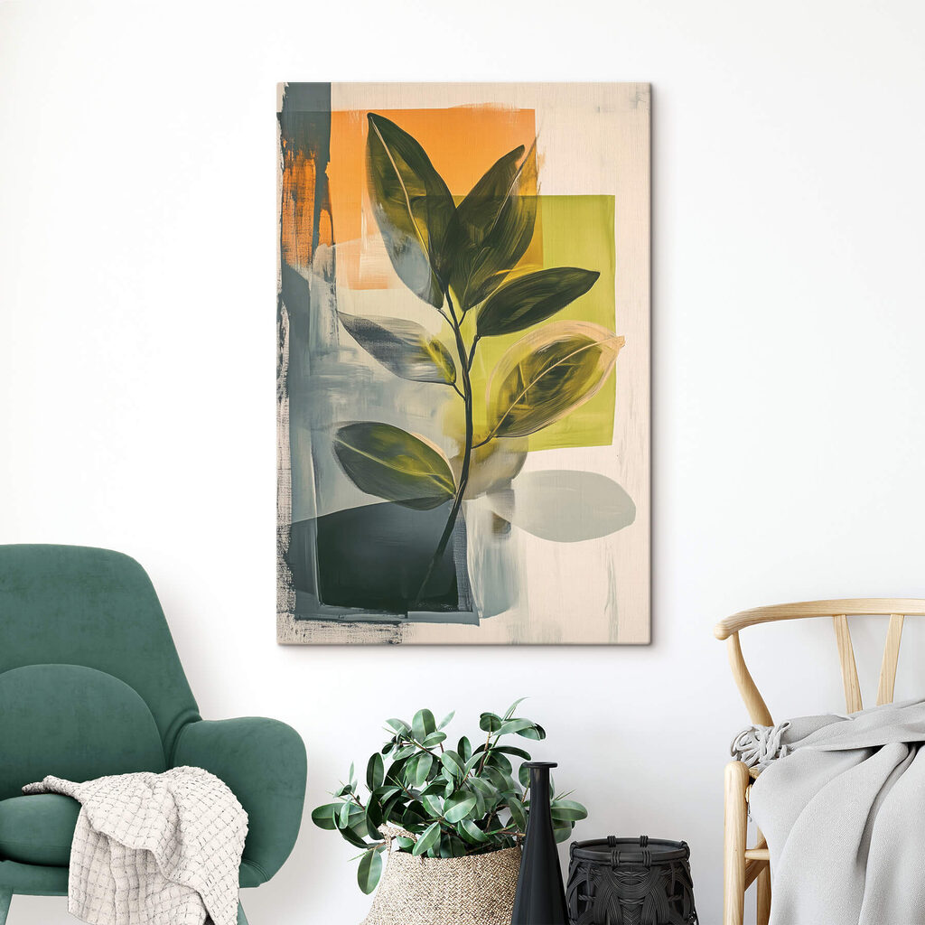 Grüner Zweig über Orange — Interieur 1