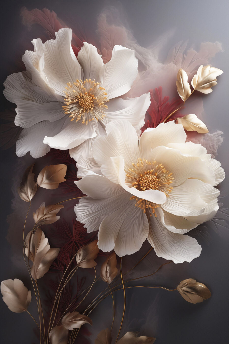 Weiße Blüten, helle Herzen — ganzes Design