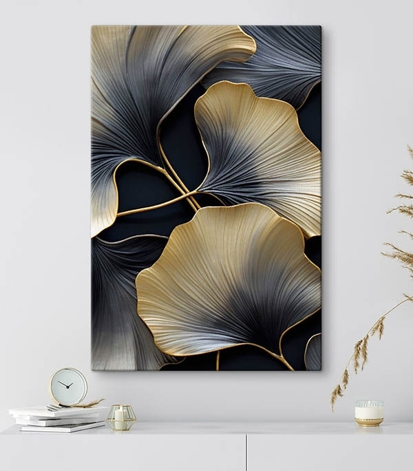 Goldene Blattfächer auf Schwarz — Interieur 2