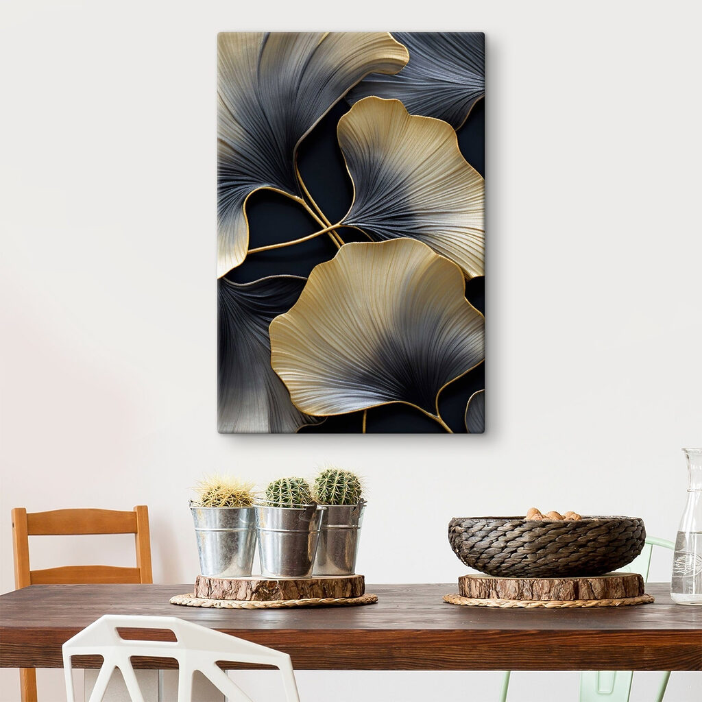 Goldene Blattfächer auf Schwarz — Interieur 1