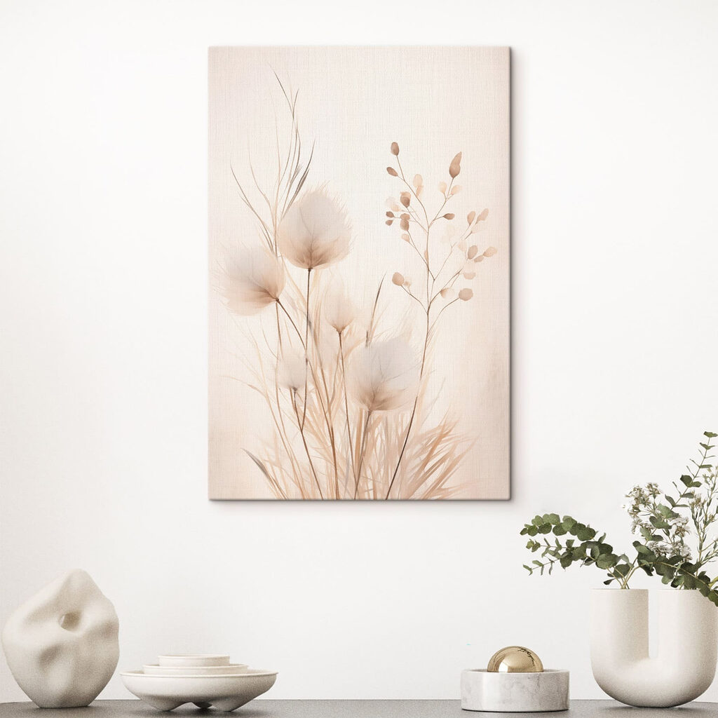 Trockene Stiele auf Creme in einem Interieur