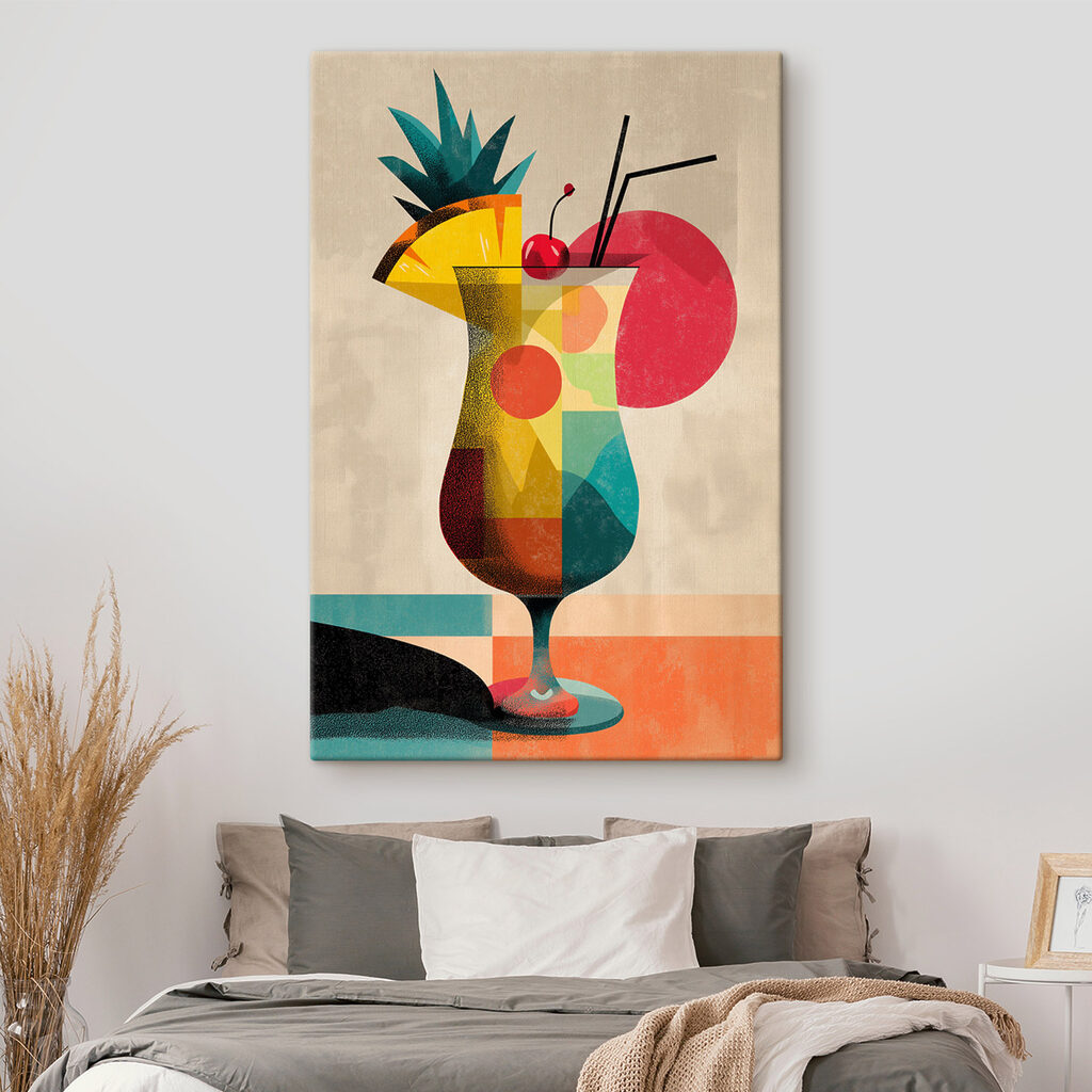 Fruchtcocktail mit rotem Kreis in einem Interieur