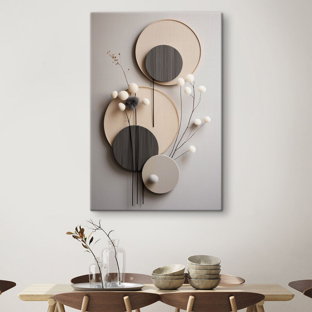 Runde Formen mit Beeren in einem Interieur
