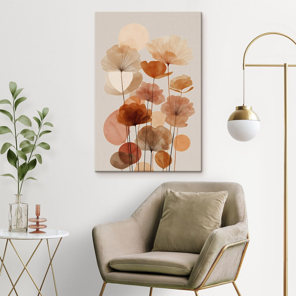 Warme Blütenfächer in einem Interieur