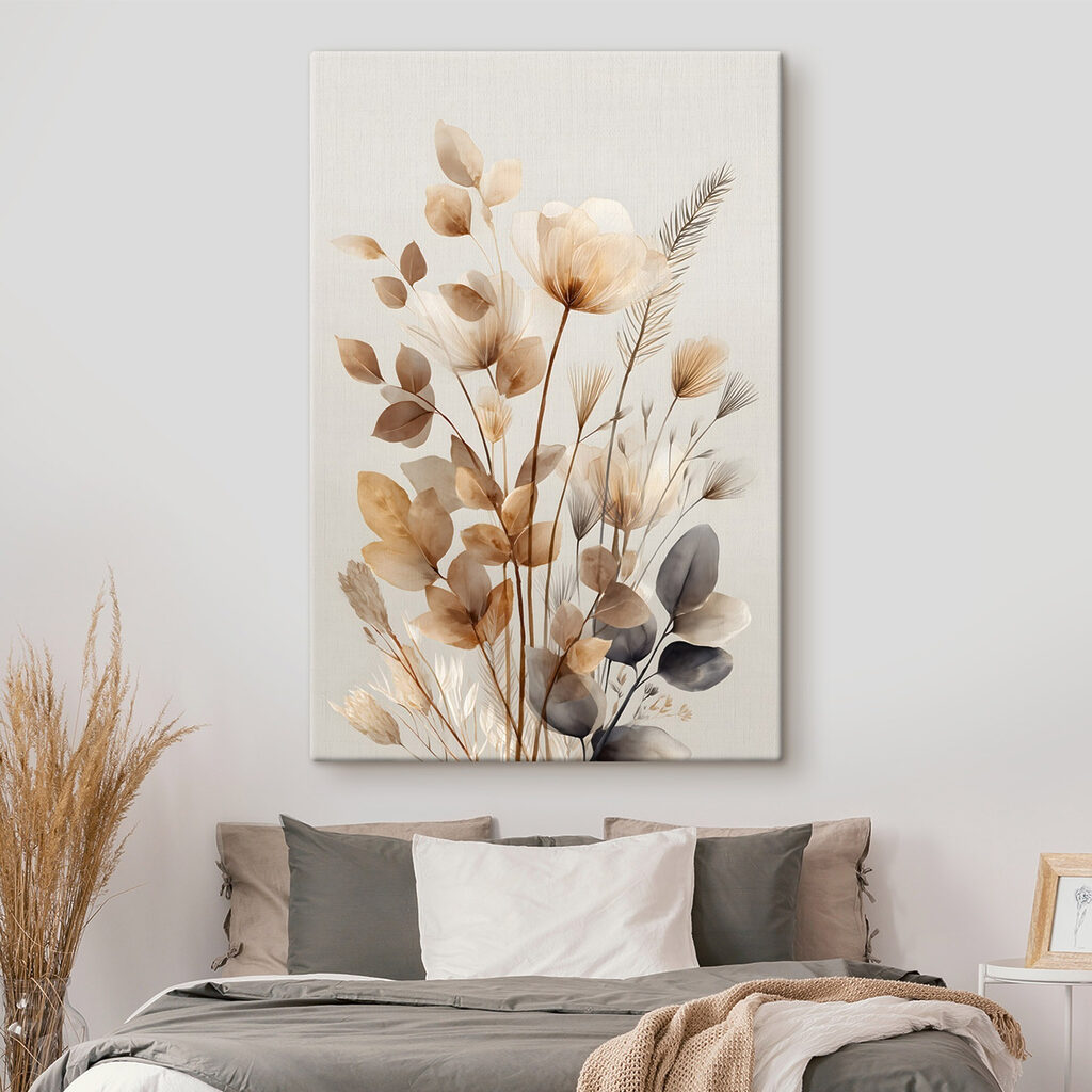 Strauß aus Trockenblumen in einem Interieur
