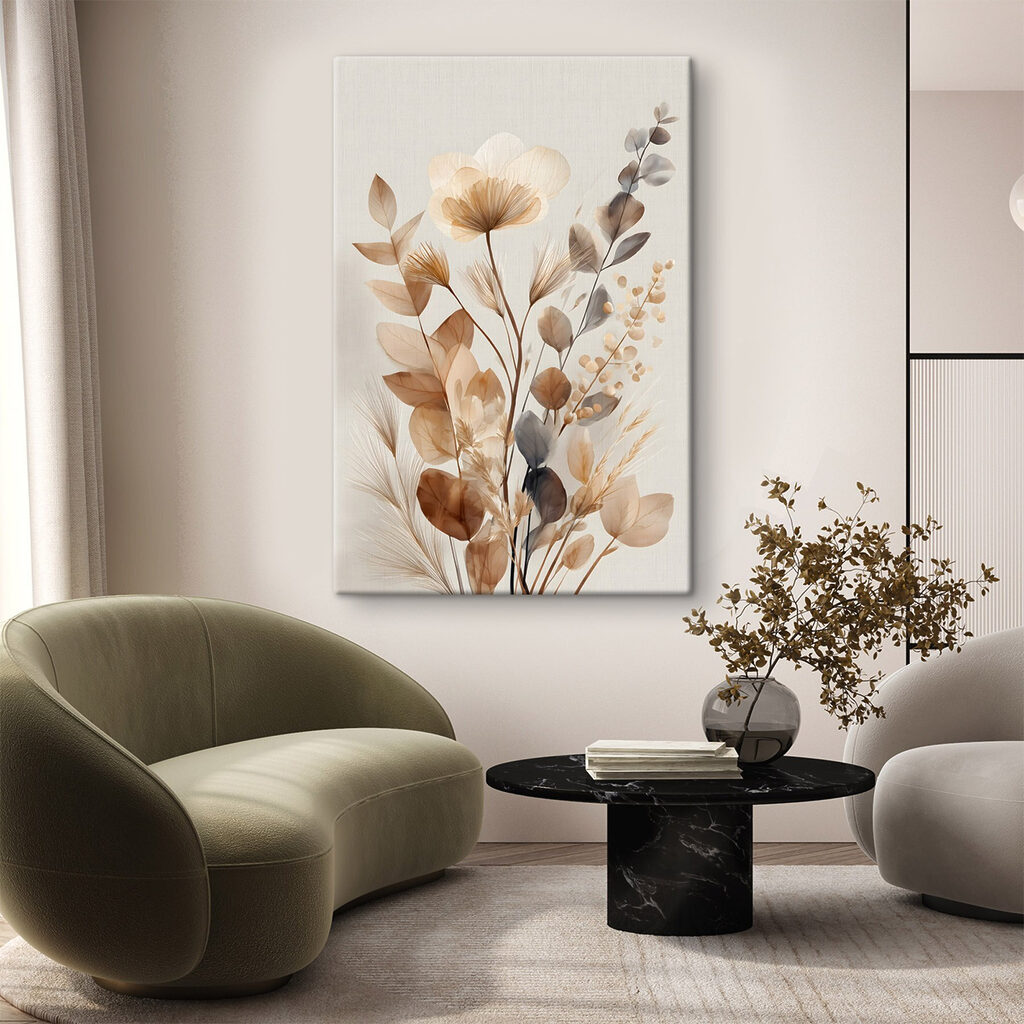 Hohe Blüte in Sandtönen in einem Interieur
