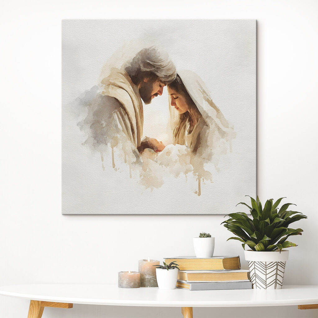 Zwei Erwachsene mit Baby in einem Interieur