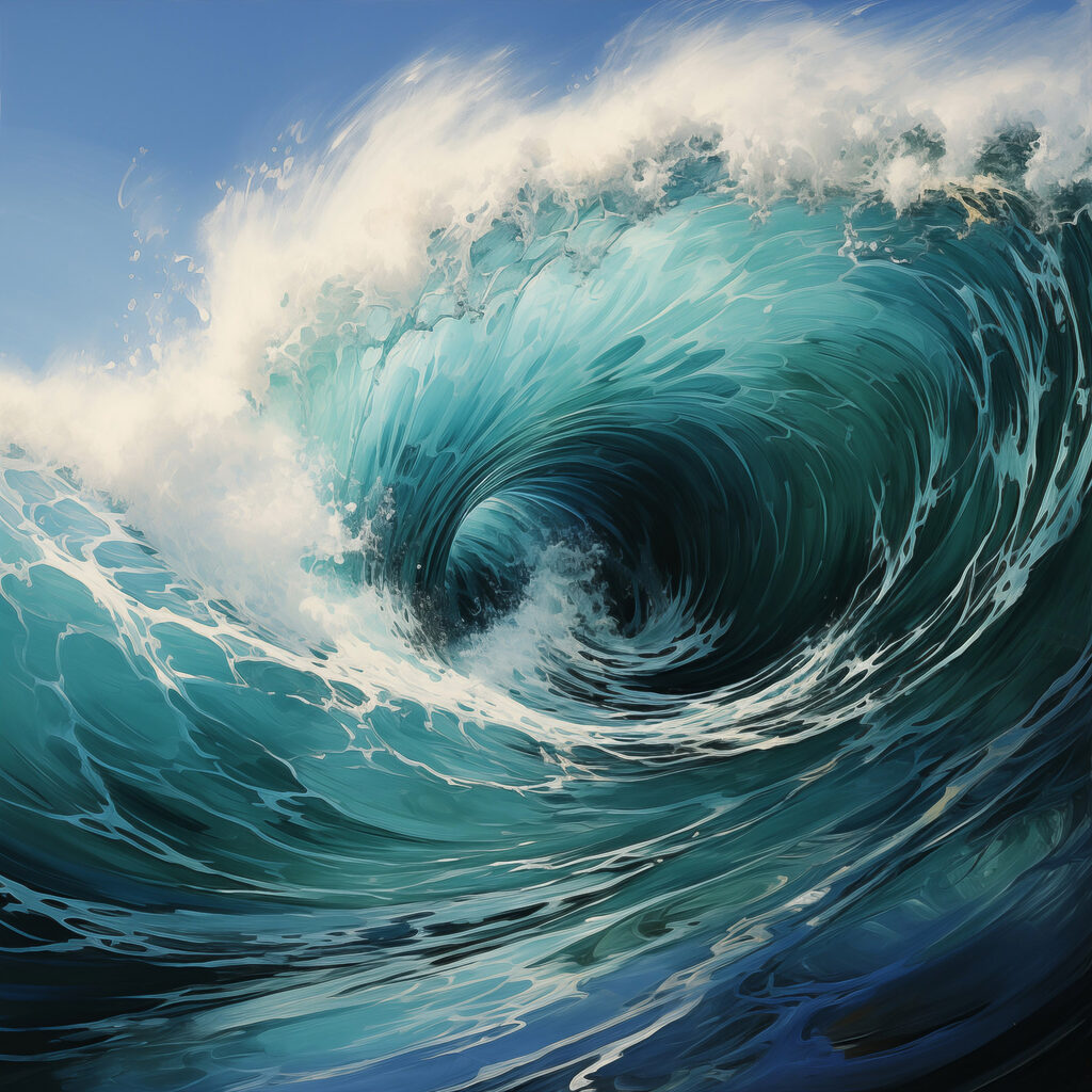 Tiefblaue Welle mit Schaum — ganzes Design
