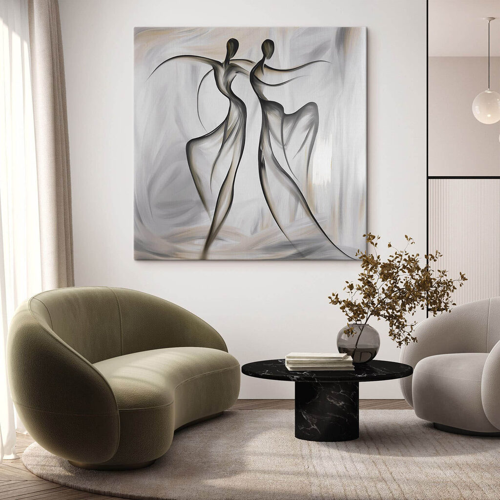 Zwei Tänzer in Rauchlinien in einem Interieur