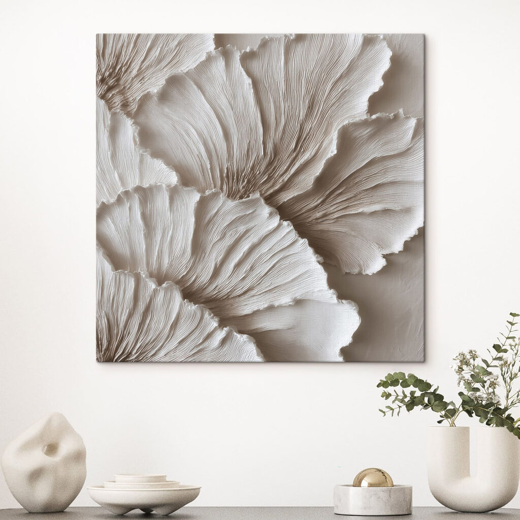 Weiße Blattränder über Taupe — Interieur 2