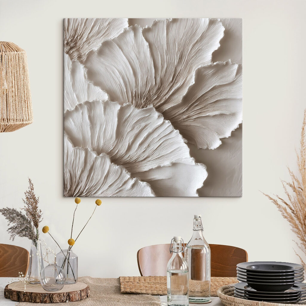 Weiße Blattränder über Taupe — Interieur 3