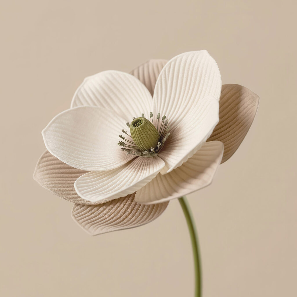 Geriffelte Blüte in Sandtönen — ganzes Design