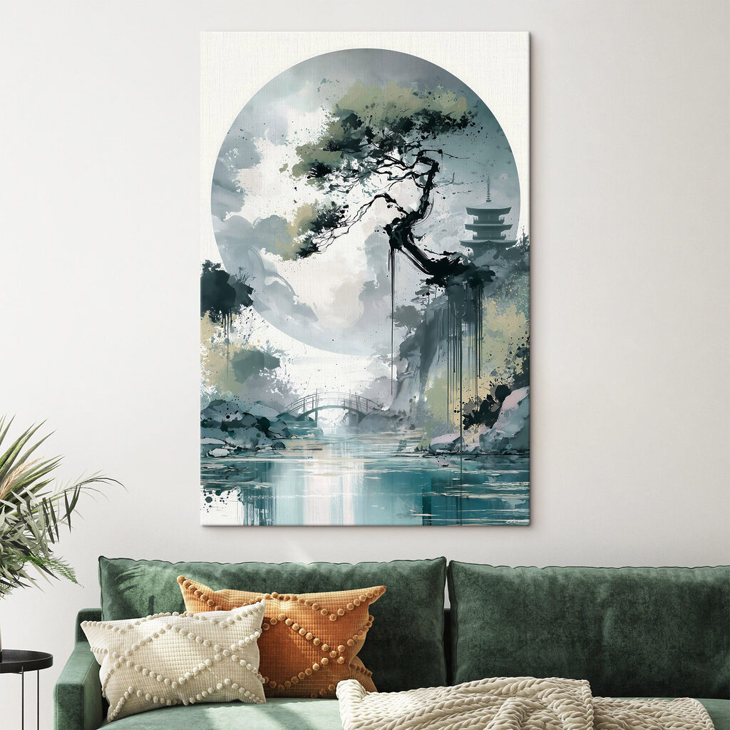 Kiefer unter einem Lichtkreis in einem Interieur
