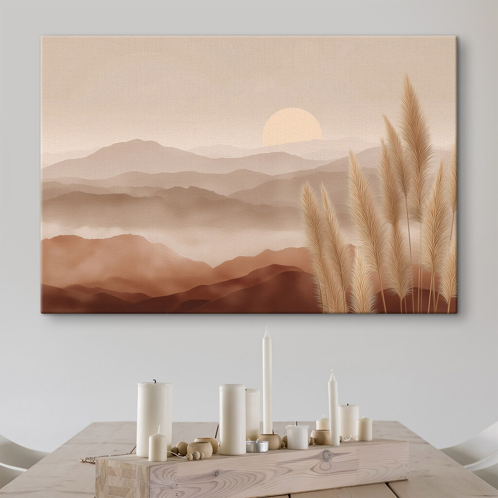 Gräser im abendlichen Tal in einem Interieur