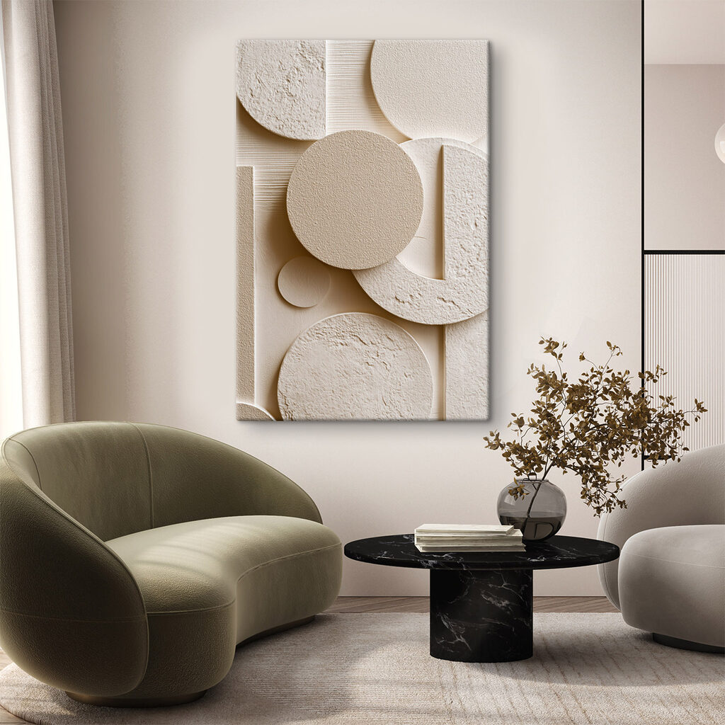 Runde Reliefformen in Sand in einem Interieur