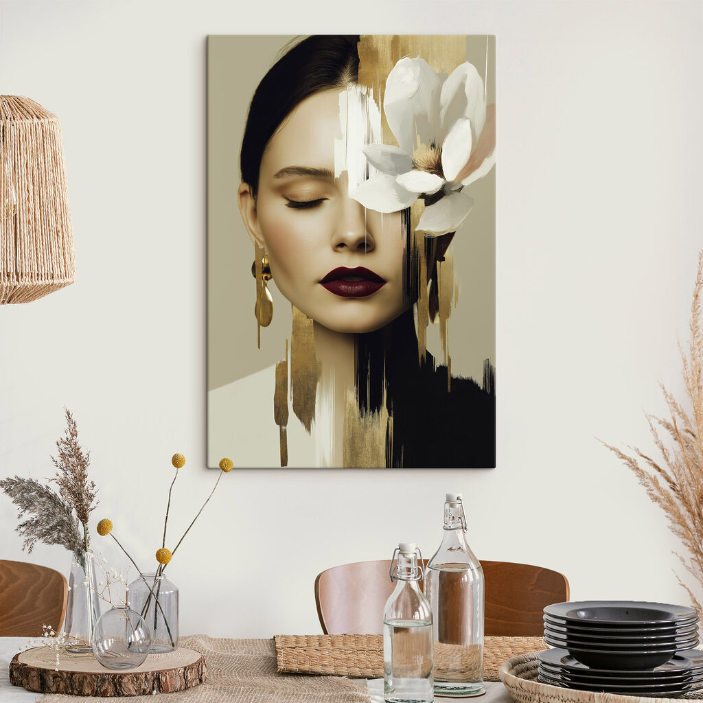 Magnolie und geschlossene Augen in einem Interieur
