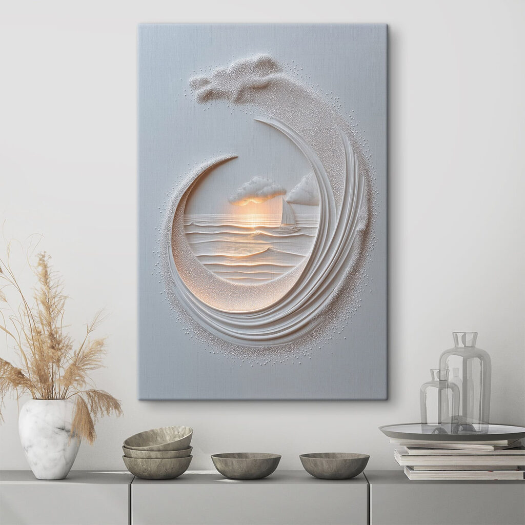Meerblick in Reliefrundungen in einem Interieur