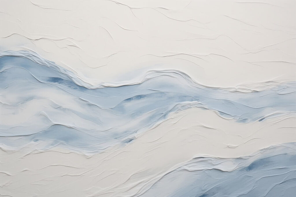 Blaue Wellenbahnen im Pinselrelief — ganzes Design