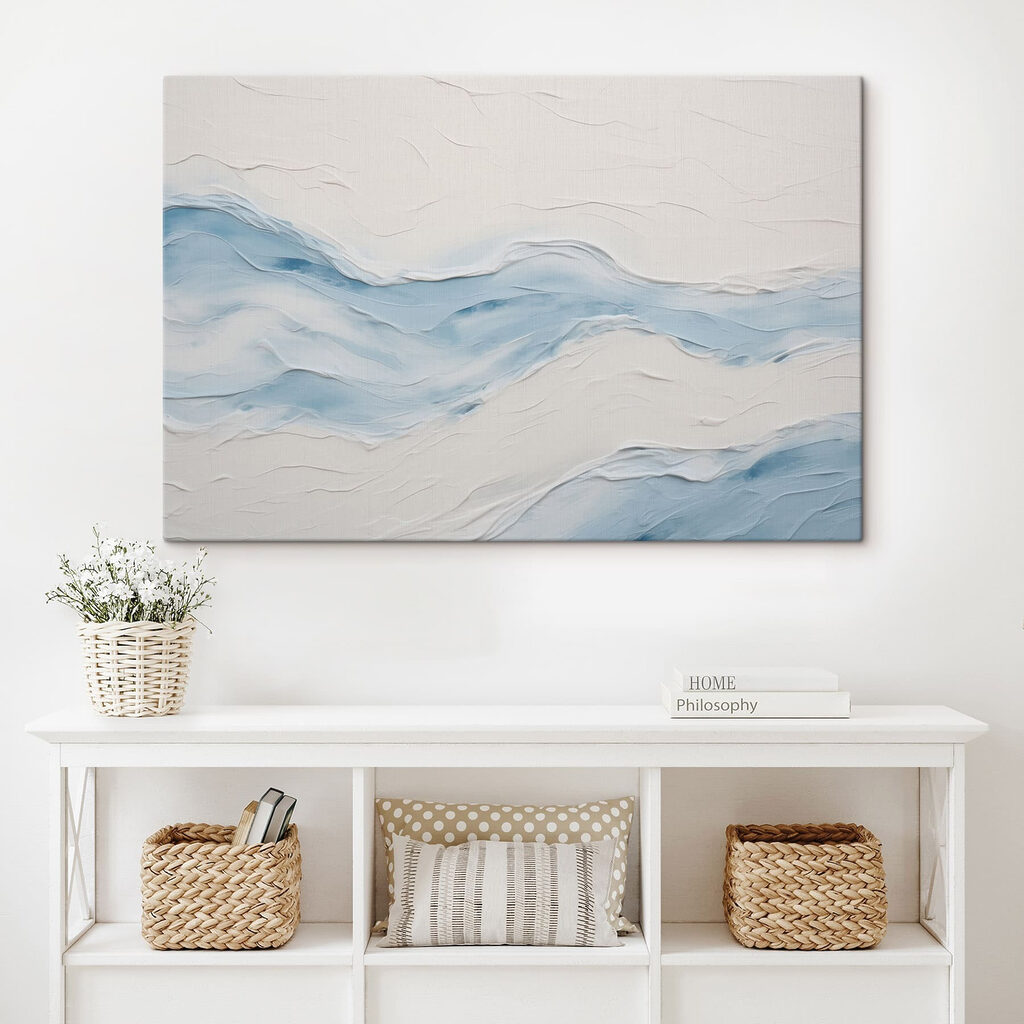 Blaue Wellenbahnen im Pinselrelief — Interieur 2