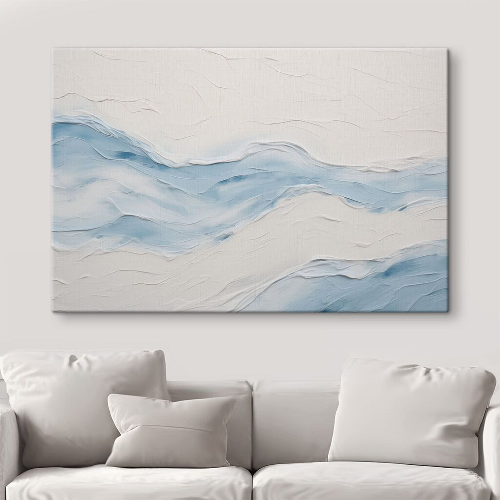 Blaue Wellenbahnen im Pinselrelief — Interieur 3
