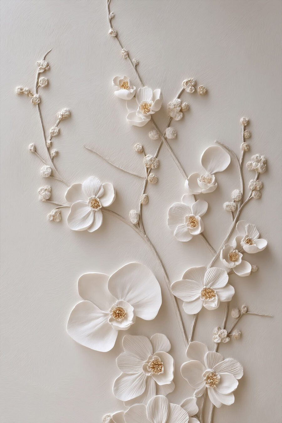 Weiße Orchideen an Stängeln — ganzes Design