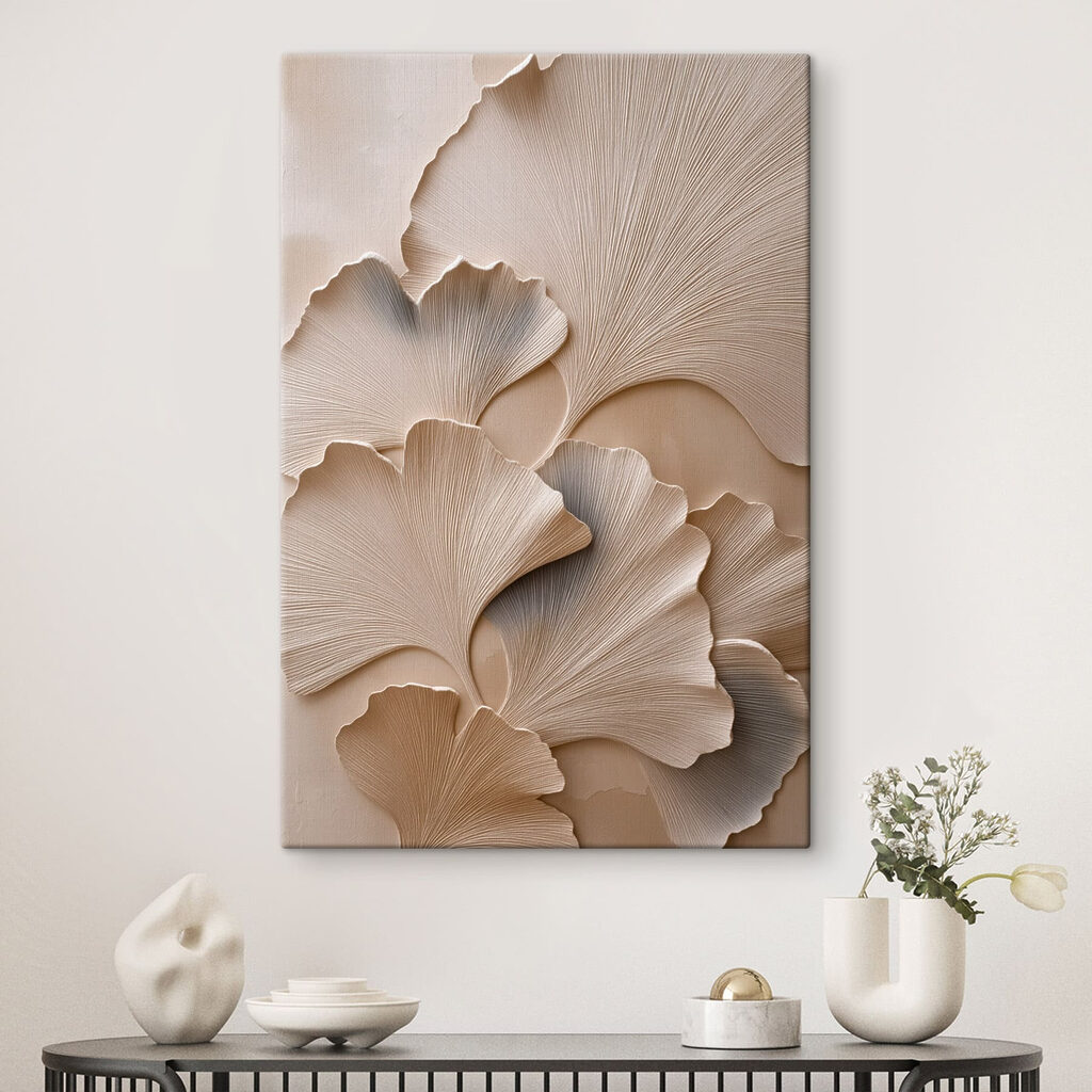 Gerippter Ginkgo in Weißtönen — Interieur 2