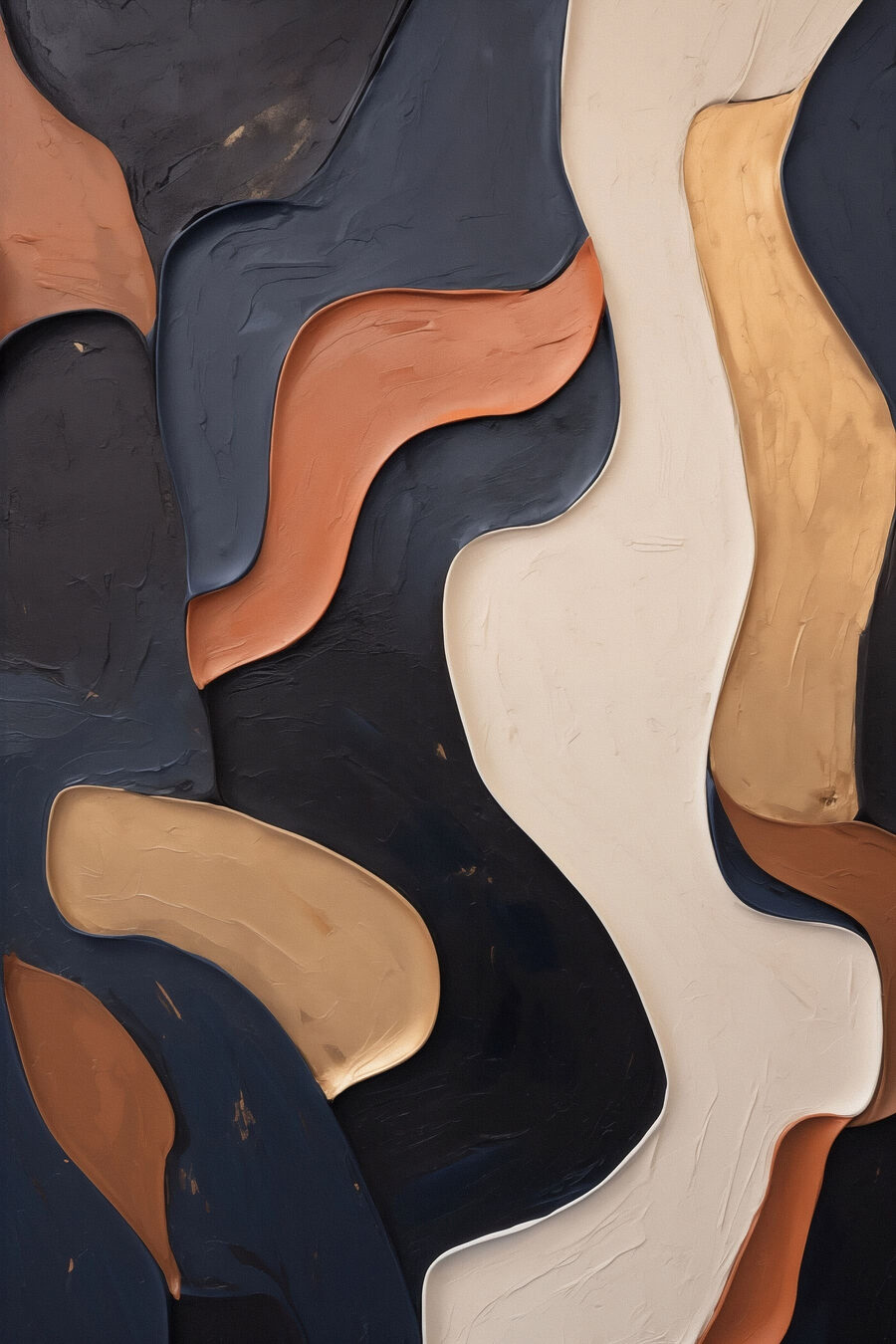 Terrakotta neben Blauschwarz — ganzes Design
