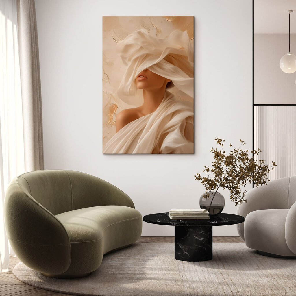 Frau hinter cremefarbenen Schleiern — Interieur 2