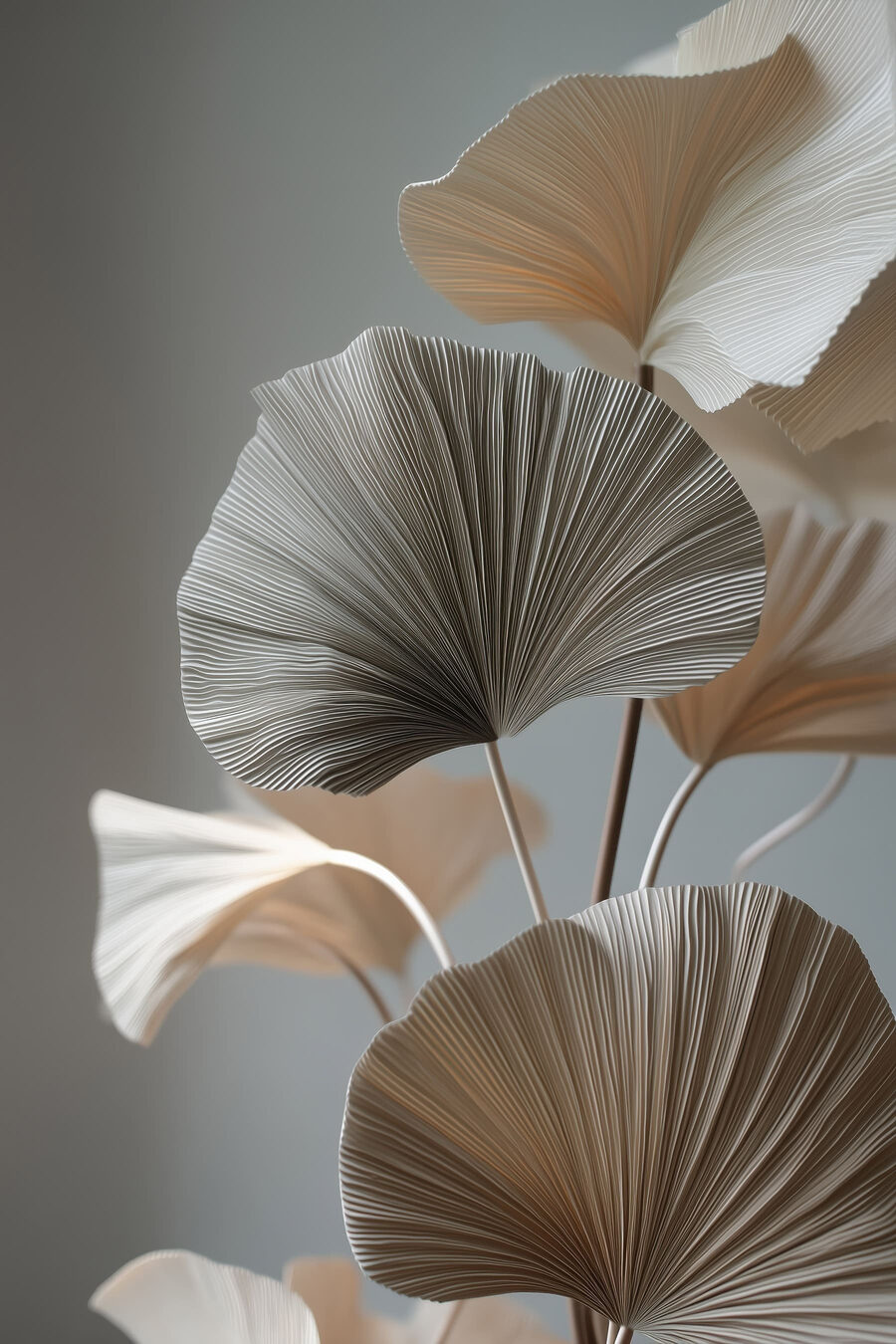 Weißer Ginkgo vor Sturmgrau — ganzes Design