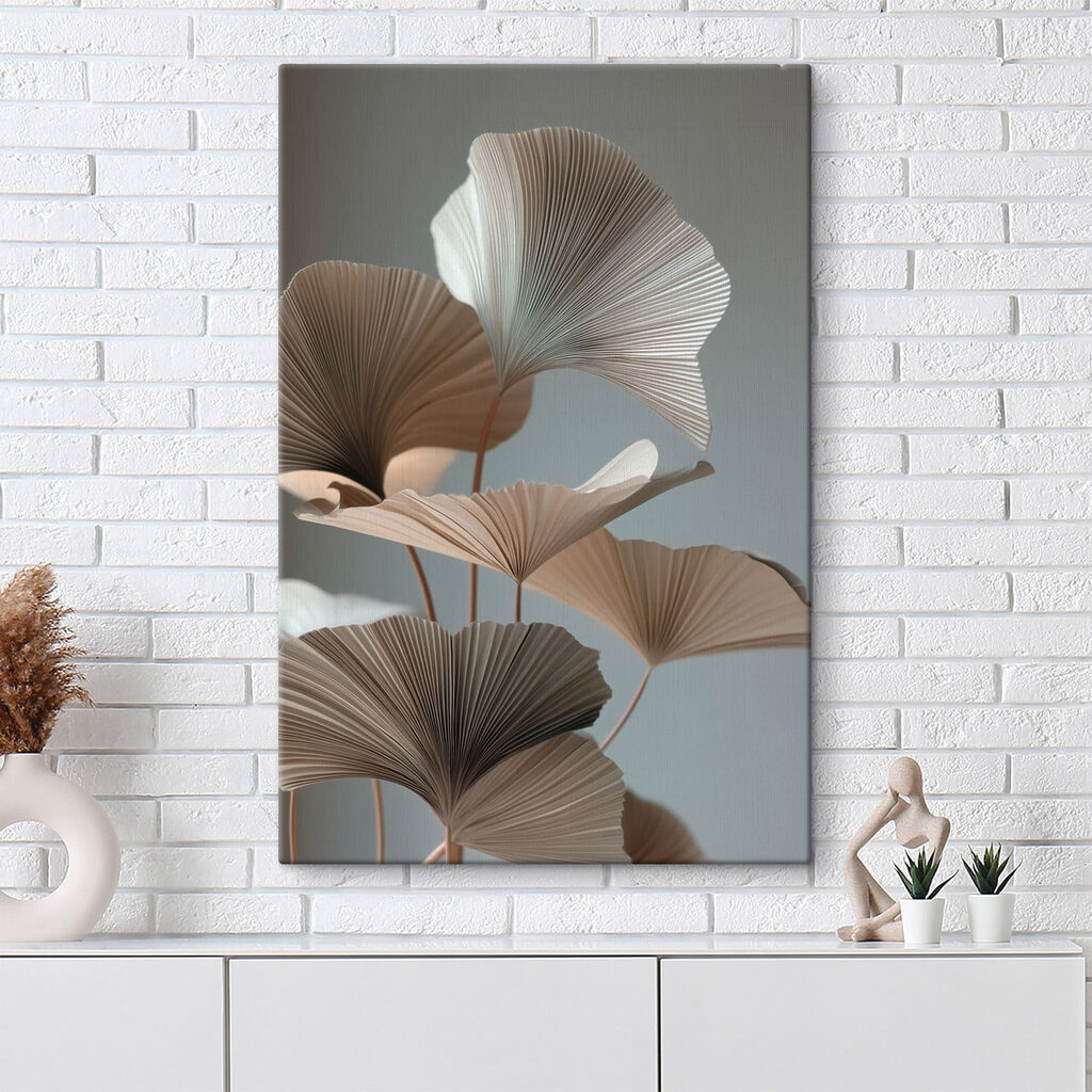 Braune Ginkgofächer auf Grau — Interieur 3