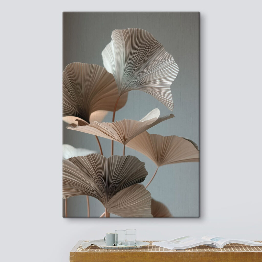 Braune Ginkgofächer auf Grau — Interieur 1