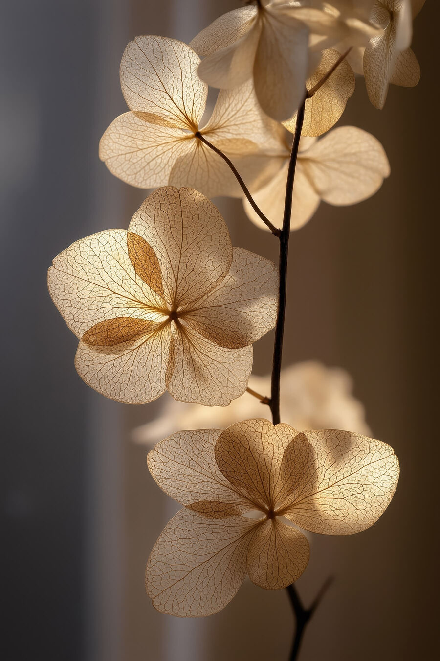 Helle Blüten im Abendschatten — ganzes Design