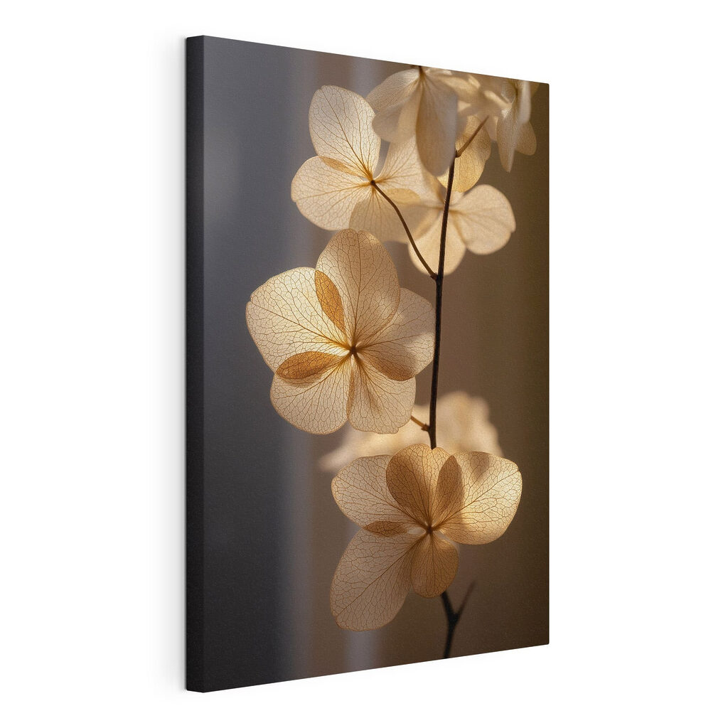 Helle Blüten im Abendschatten, gespannte Leinwand mit umlaufender Kante