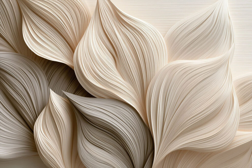 Cremefarbene Blätter mit Rillen — ganzes Design
