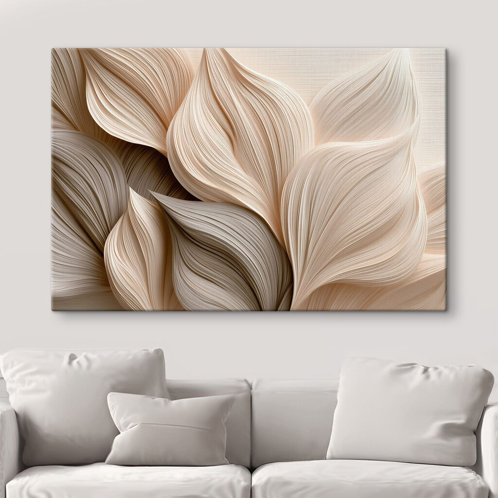 Cremefarbene Blätter mit Rillen in einem Interieur