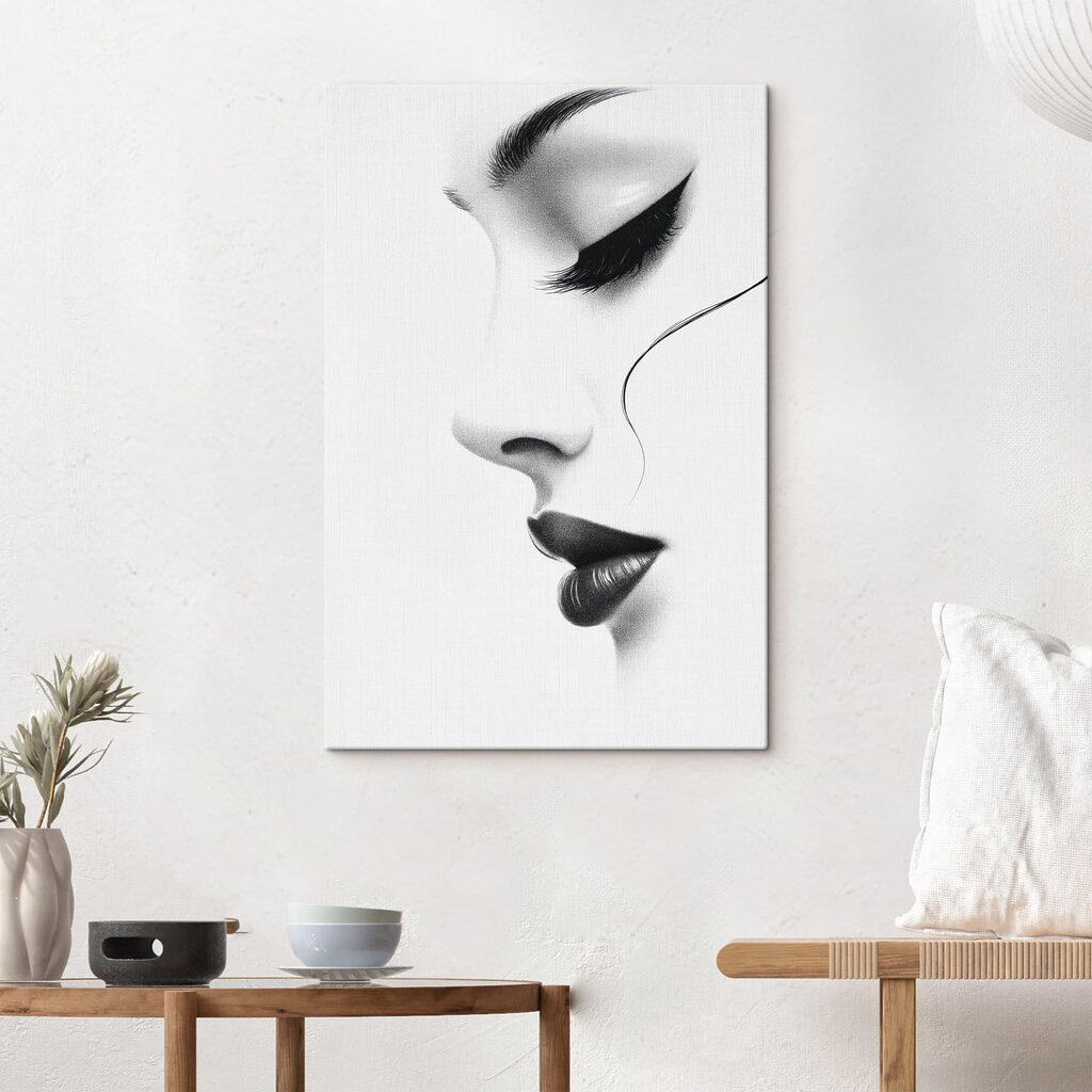 Frauenprofil in Schwarzweiß — Interieur 2