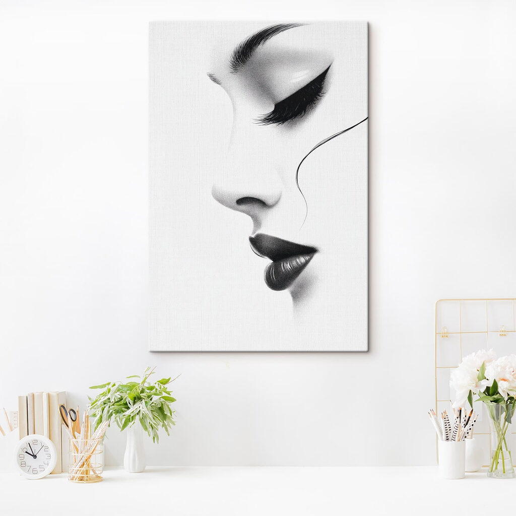 Frauenprofil in Schwarzweiß — Interieur 1