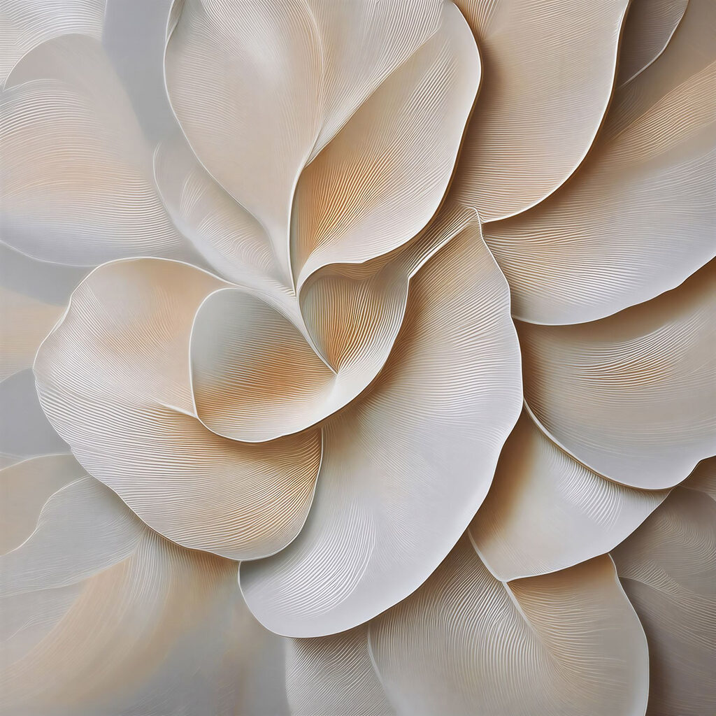 Cremeweiße Blüten in Schichten — ganzes Design