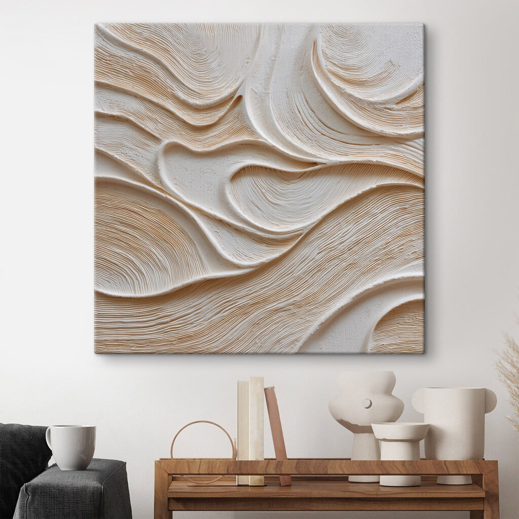 Sandfarbene Linien in Wellen — Interieur 2