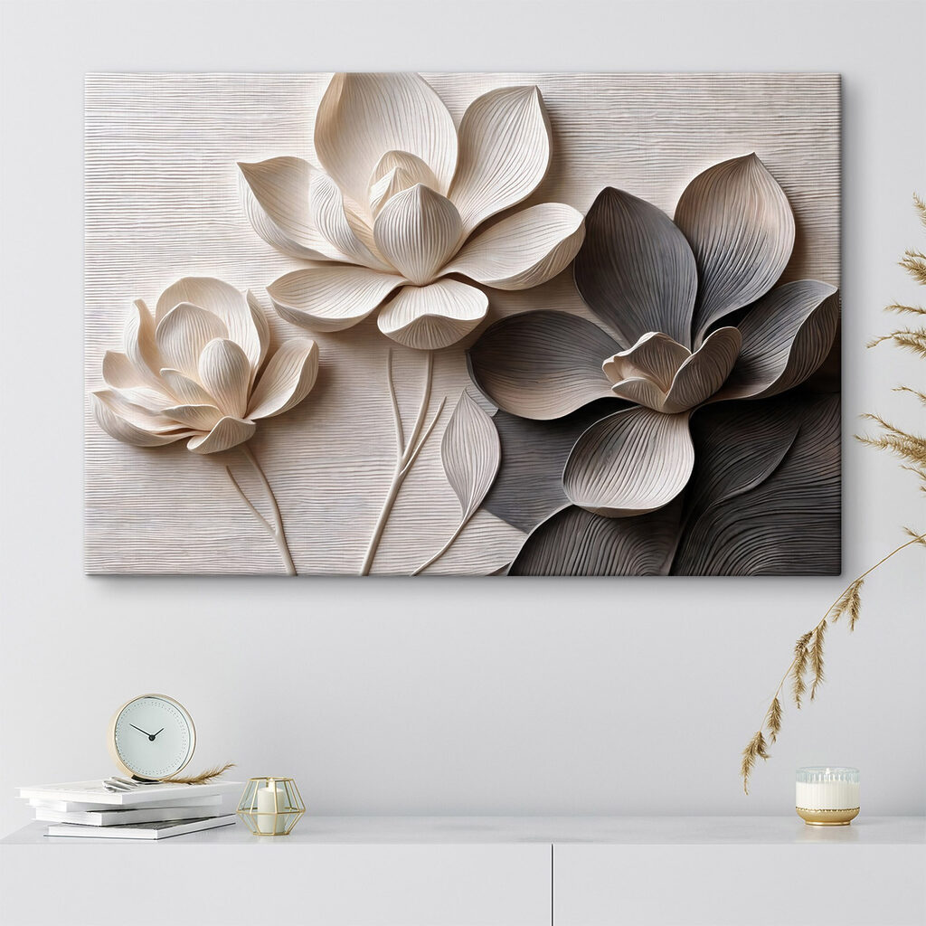 Drei Blumen in Schwarzweiß — Interieur 2