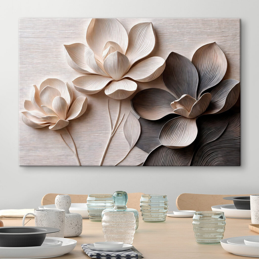 Drei Blumen in Schwarzweiß — Interieur 3