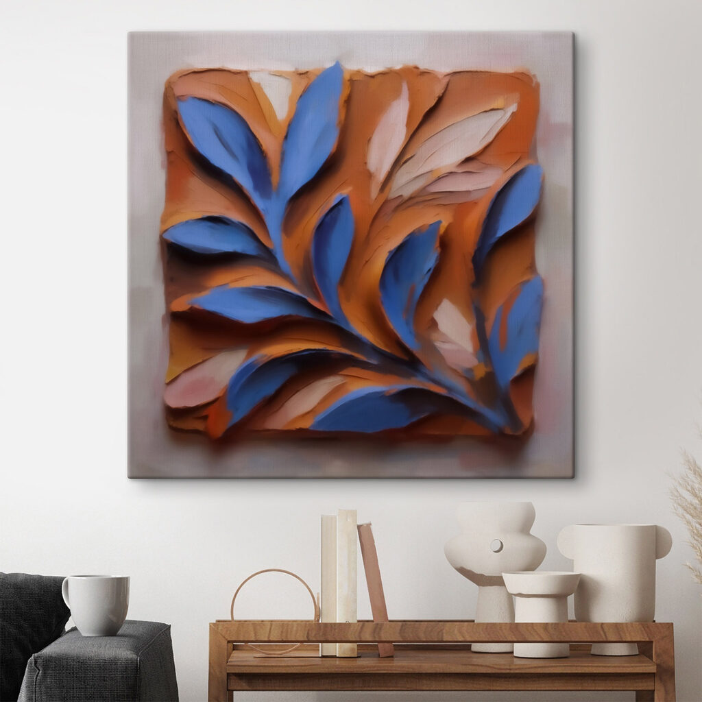 Blaue Blätter auf Rostorange — Interieur 2