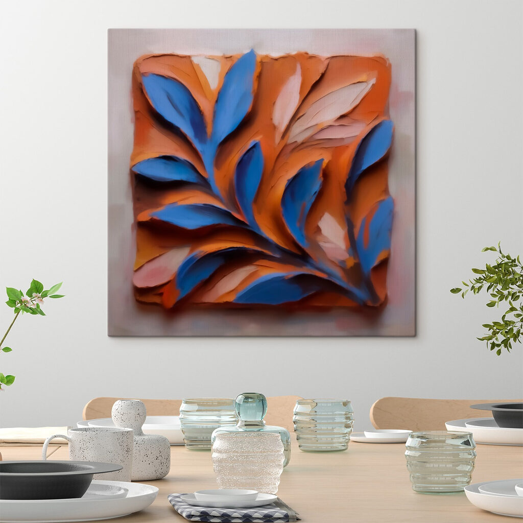 Blaue Blätter auf Rostorange — Interieur 3