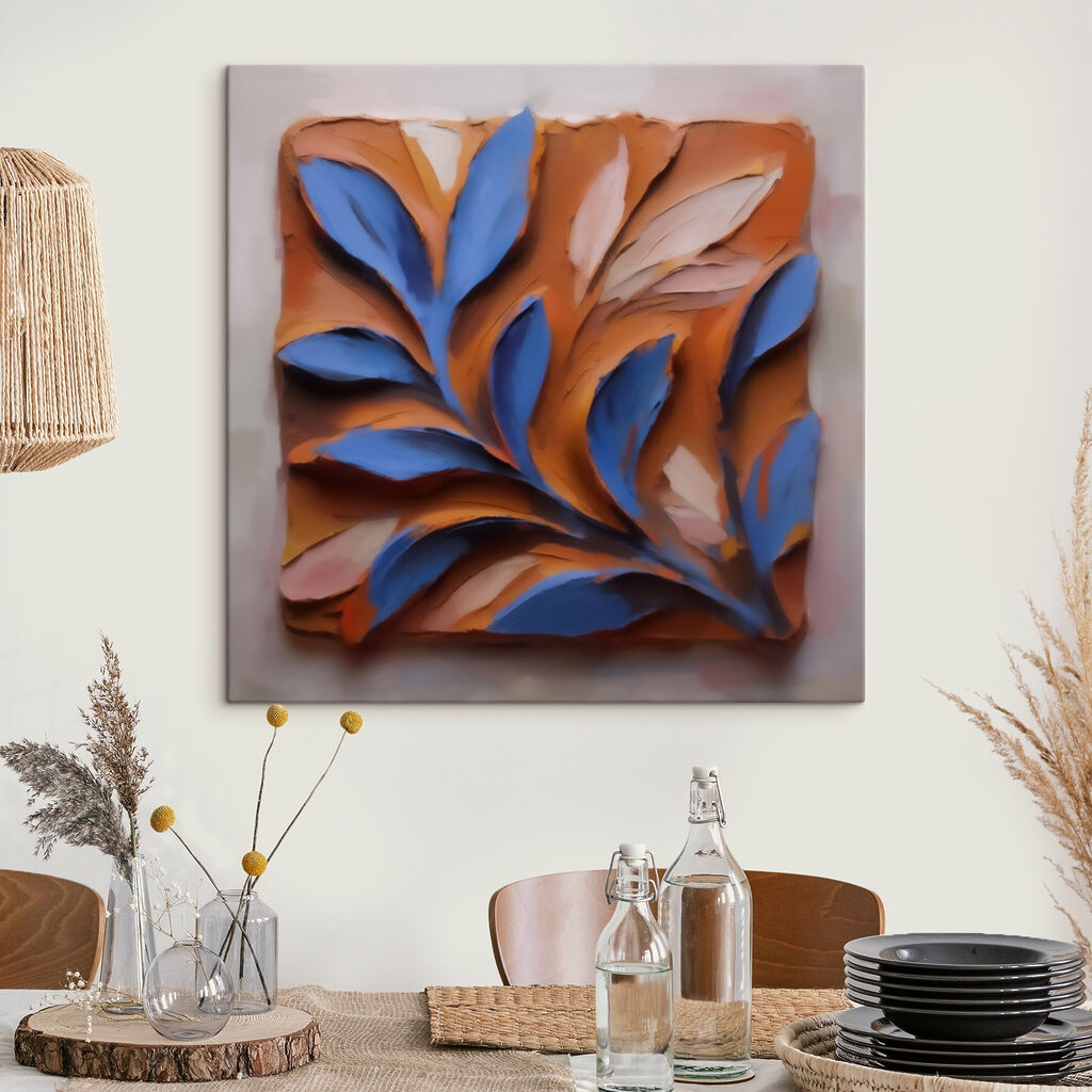 Blaue Blätter auf Rostorange — Interieur 1