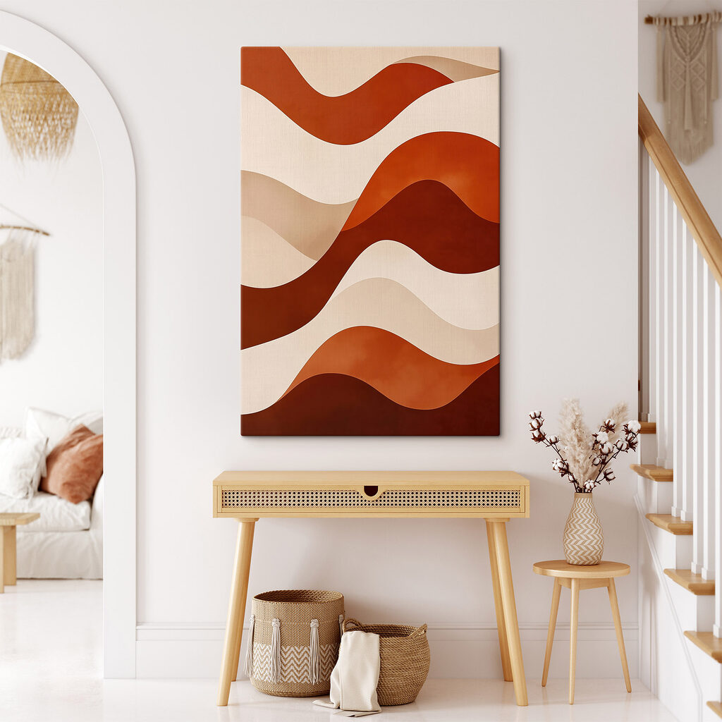 Terrakottabahnen zwischen Cremeweiß — Interieur 1