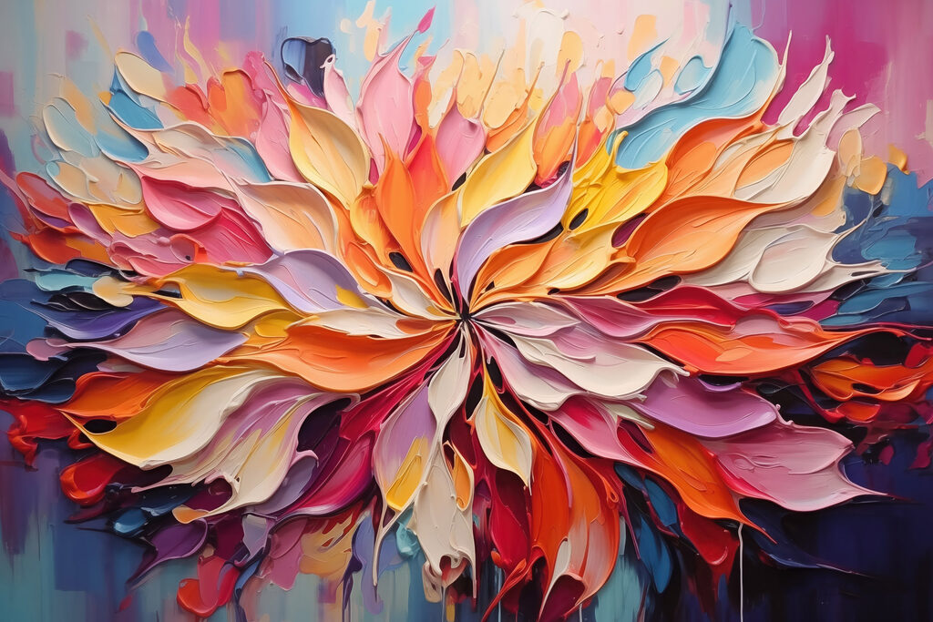 Blüte aus bunten Farbfalten — ganzes Design