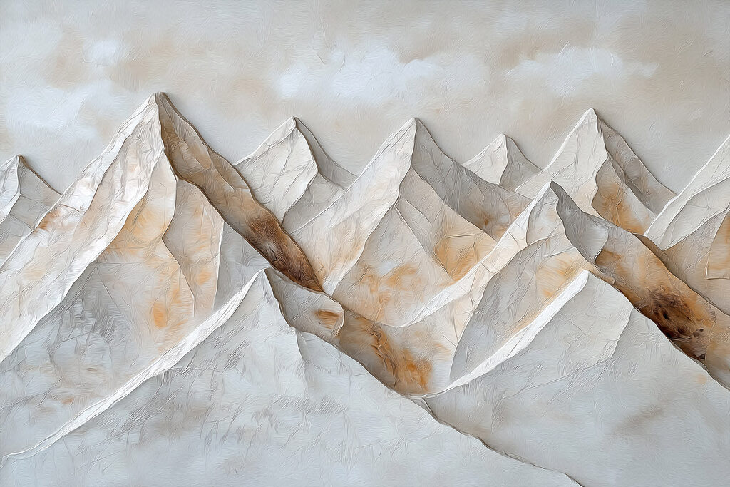 Weiße Berggipfel im Relief — ganzes Design