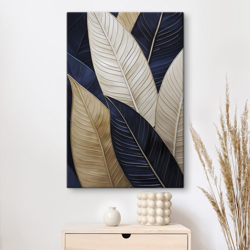 Cremefarbene Blätter vor Nachtblau — Interieur 2