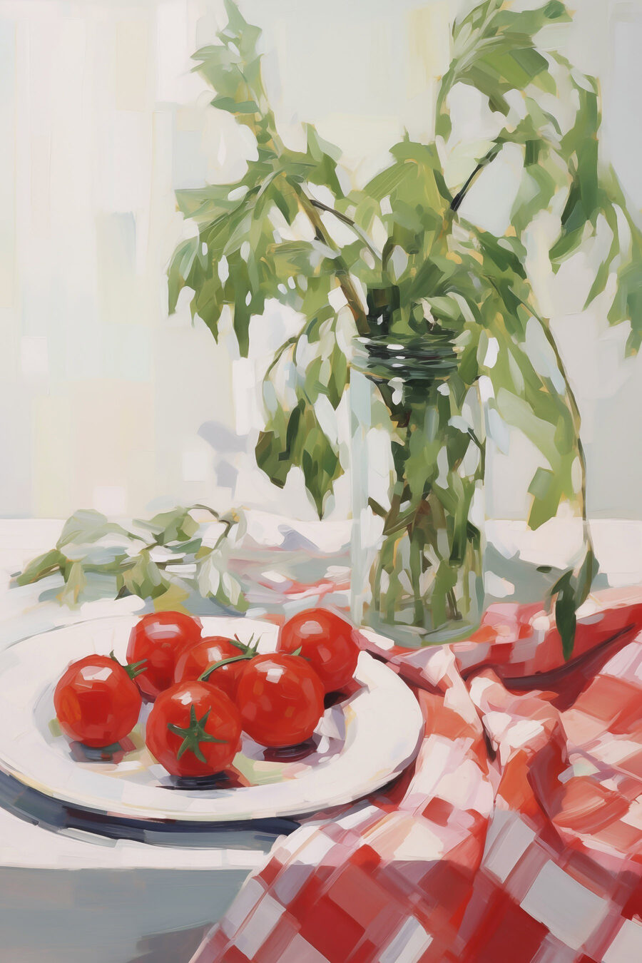 Tomaten auf karierter Tischdecke — ganzes Design