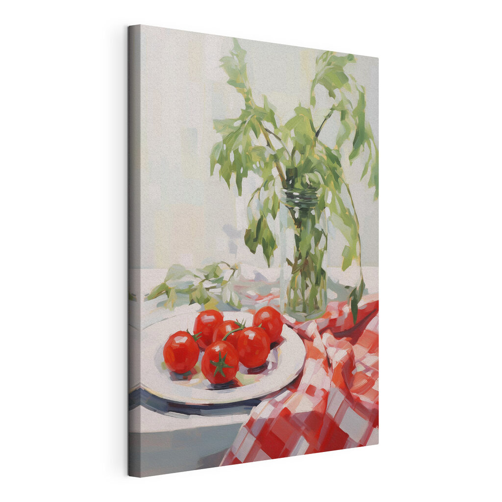 Tomaten auf karierter Tischdecke — Produktansicht